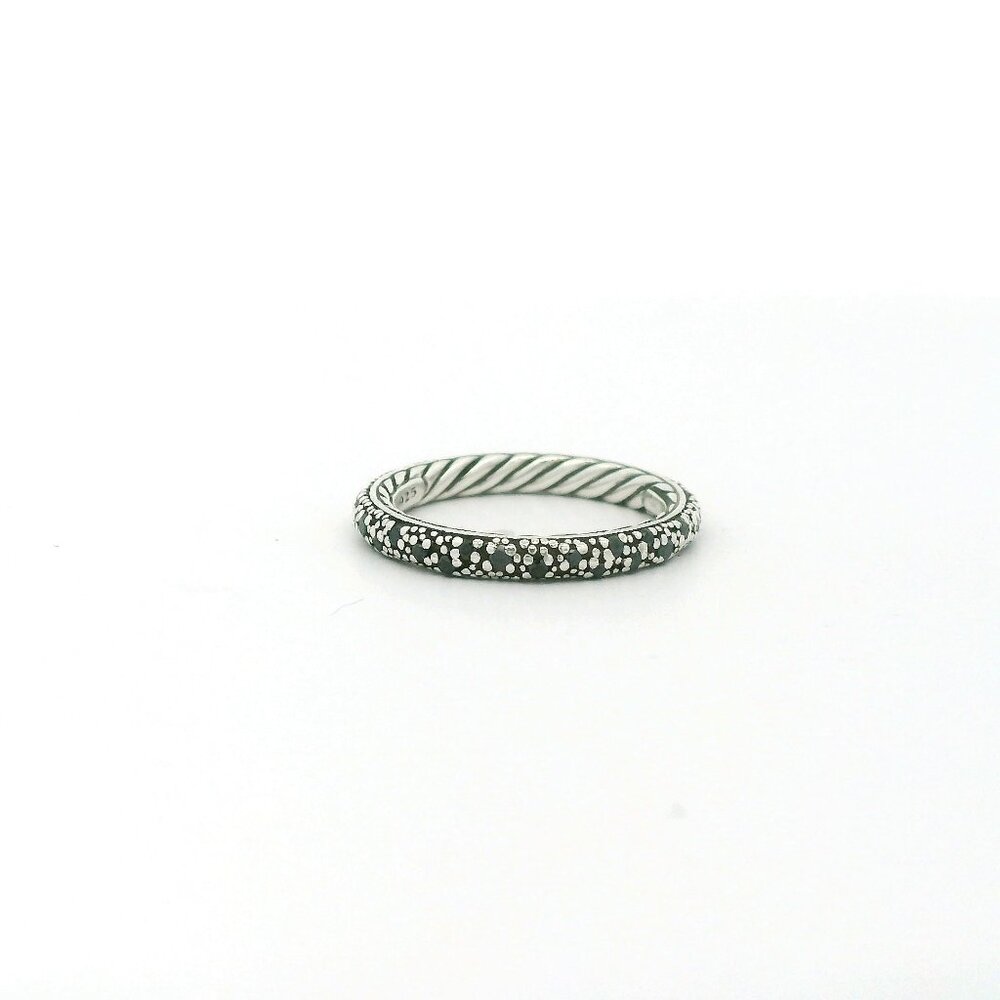 David Yurman Midnight Melange Sterling Silver Black Diamond Band Ring - Size 6